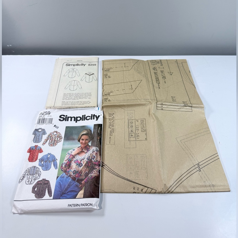 SIMPLICITY #8259 MISSES SIZE 12-14-16 SIX VARIATIONS OF BLOUSES PATTERN UNCUT‎ - Picture 2 of 5